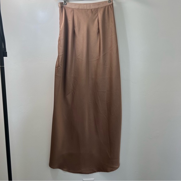 Bishop + Young Brown Midi Slip Skirt with Slit bias cut,size M - Picture 5 of 10